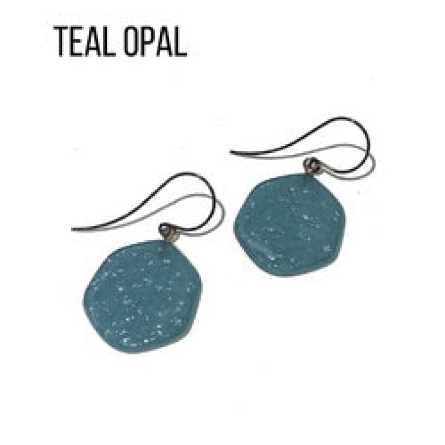 Ice Chip Drop Earrings - Single Style Teal Opal / Gun Metal Drop Earrings