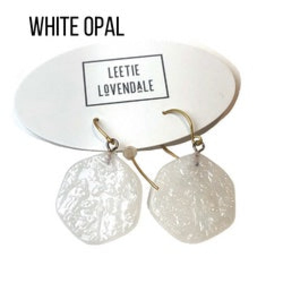 Ice Chip Drop Earrings - Single Style White Opal / Gun Metal Drop Earrings