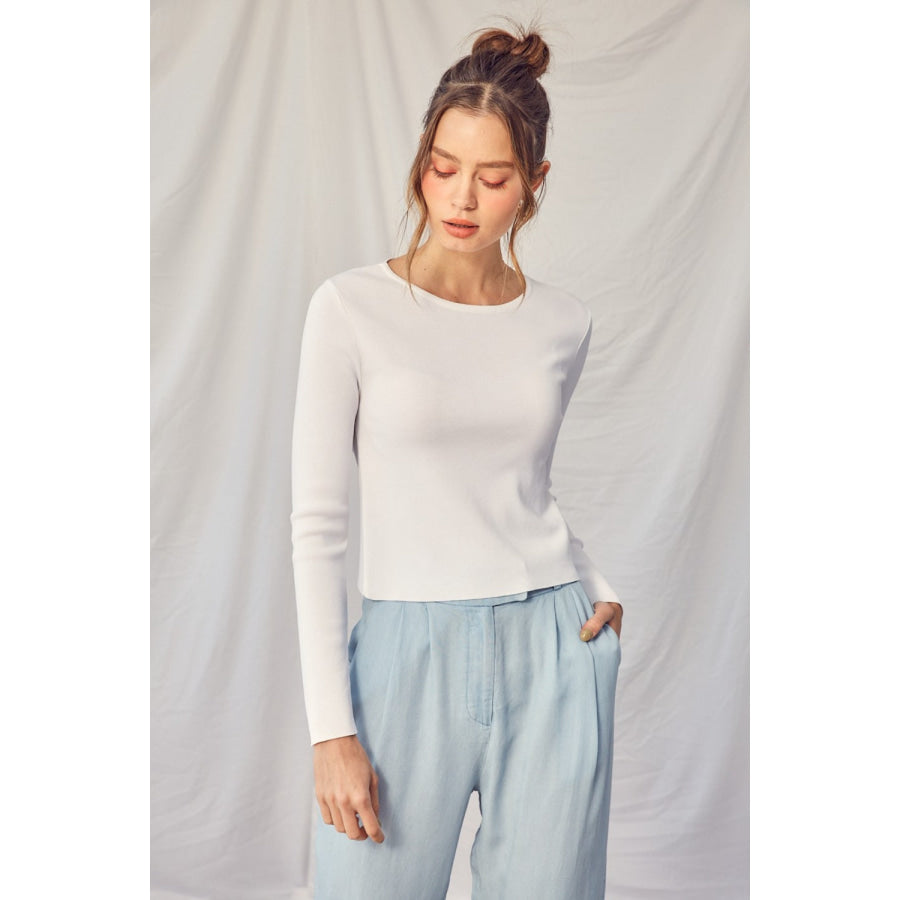 Idem Ditto Twisted Backless Long Sleeve Knit Top Off White / XS Apparel and Accessories