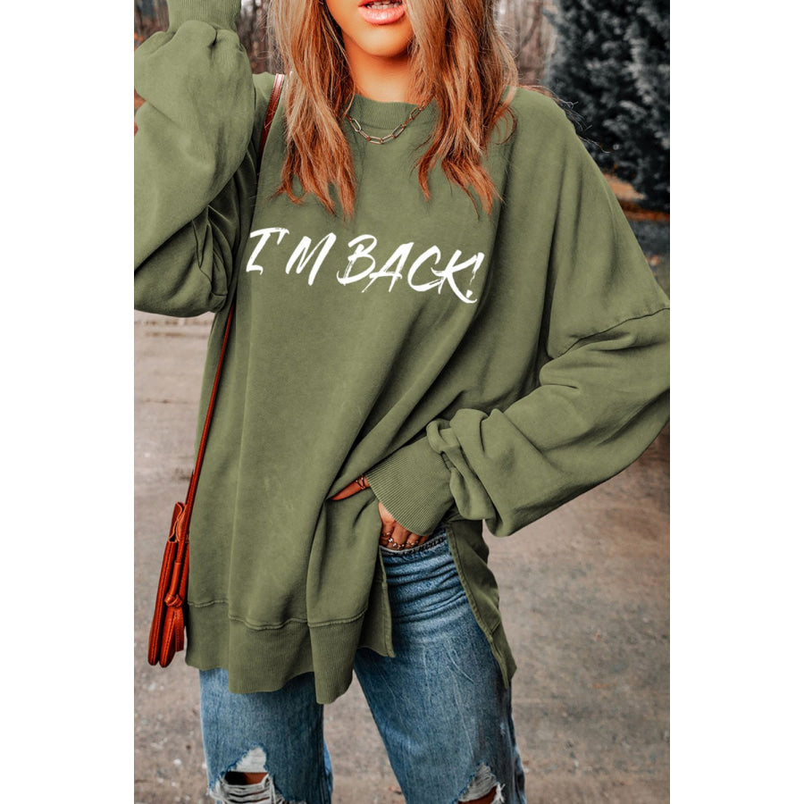 I’M BACK Round Neck Dropped Shoulder Sweatshirt Apparel and Accessories