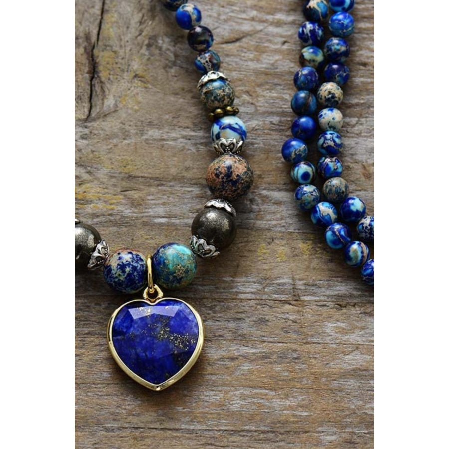 Imperial Stone Heart Three-Layered Bracelet Royal Blue / One Size Apparel and Accessories