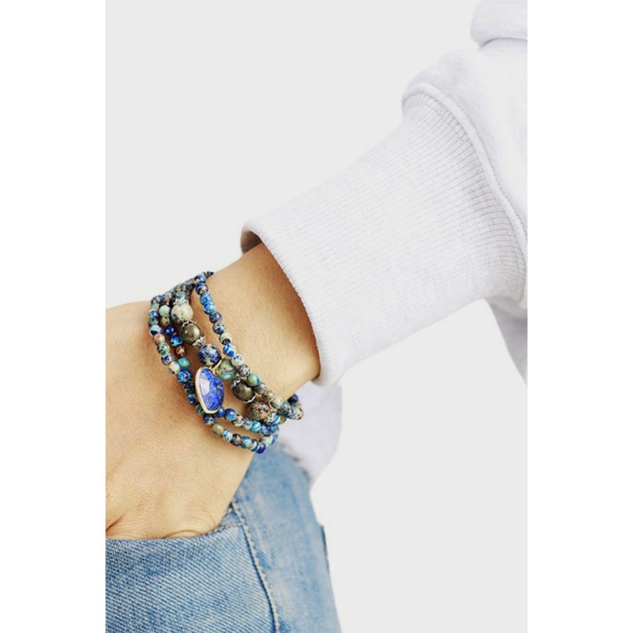 Imperial Stone Heart Three-Layered Bracelet Royal Blue / One Size Apparel and Accessories