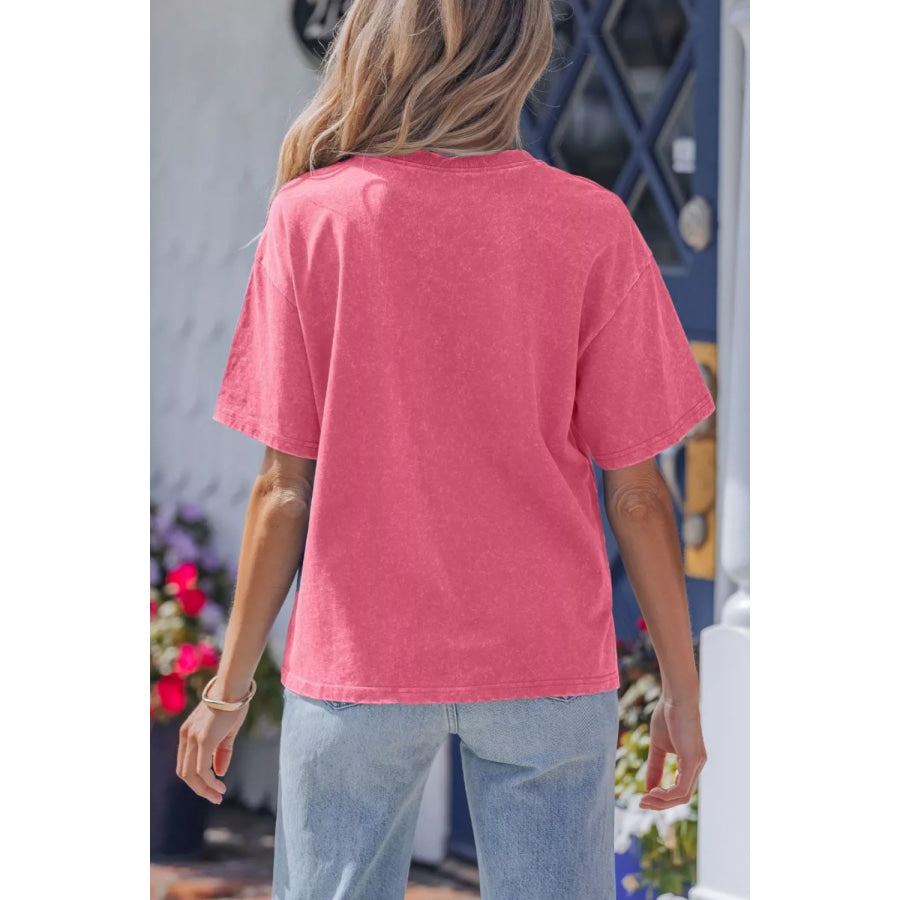 Independence Day Star Printed Mineral Wash T Shirt Apparel and Accessories