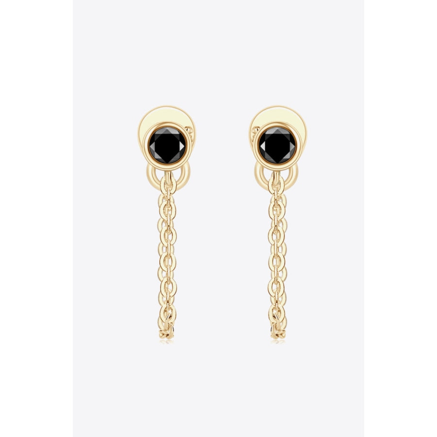 Inlaid Moissanite Chain Earrings Black/Gold