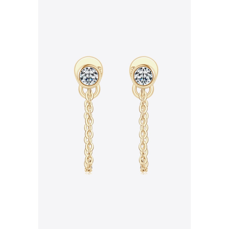 Inlaid Moissanite Chain Earrings Gold