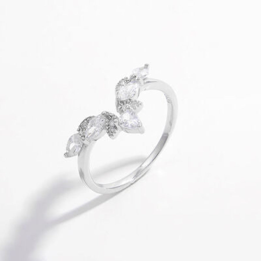 Inlaid Zircon 925 Sterling Silver Ring Silver / 6 Apparel and Accessories