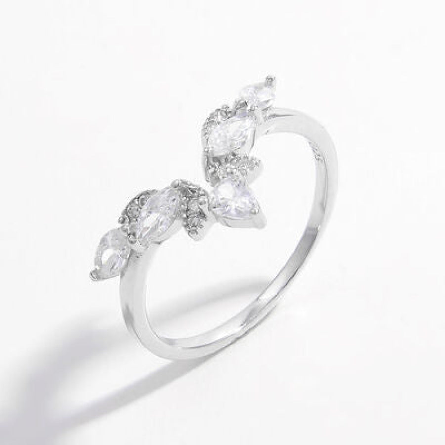 Inlaid Zircon 925 Sterling Silver Ring Silver / 6 Apparel and Accessories