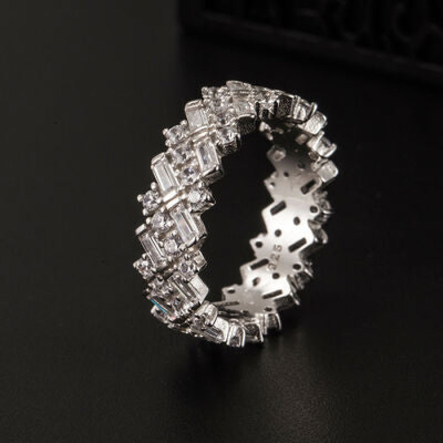 Inlaid Zircon 925 Sterling Silver Ring Apparel and Accessories