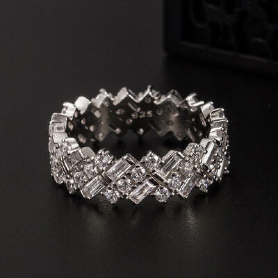 Inlaid Zircon 925 Sterling Silver Ring Apparel and Accessories