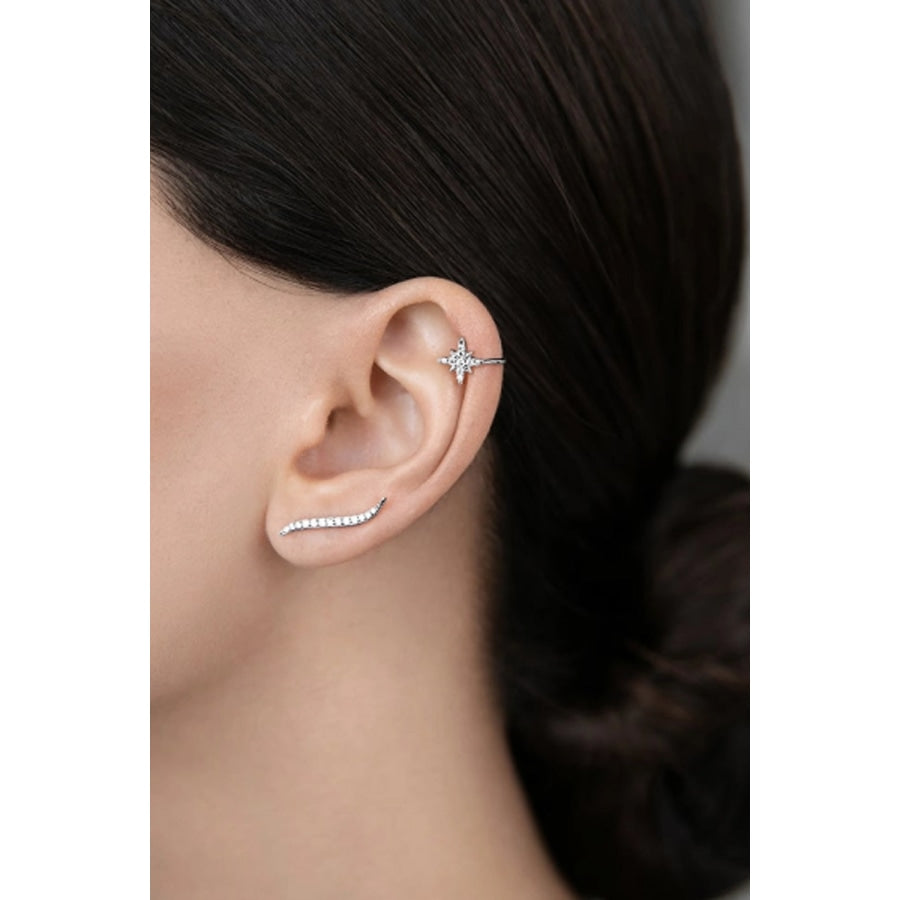 Inlaid Zircon Single Cuff Earring