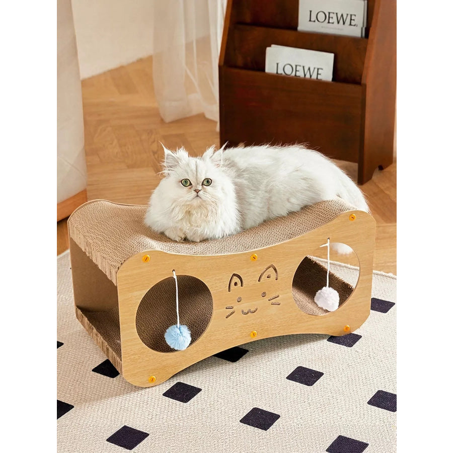 Interactive Cat Scratcher Lounge Bed with Toy Balls Apparel and Accessories