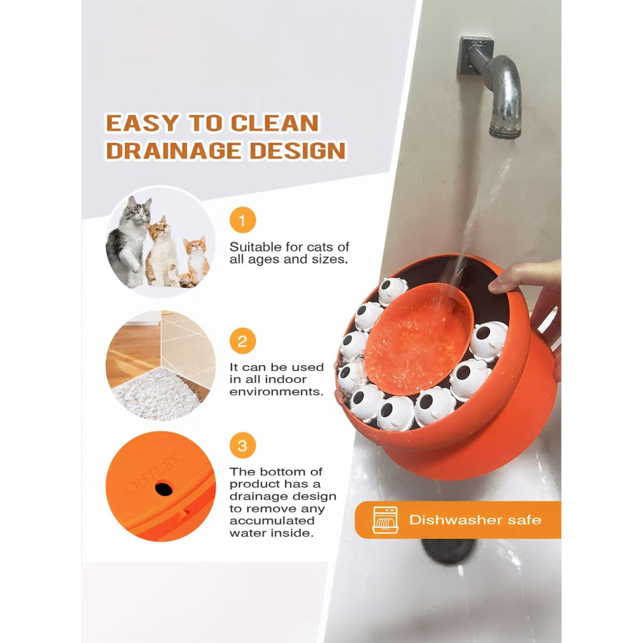 Interactive Cat Treat Dispenser Puzzle Toy Orange / ONESIZE Apparel and Accessories