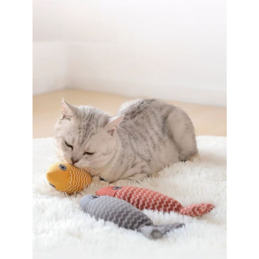 Interactive Fish Shape Pet Plush Toys Gold / One Size Apparel and Accessories