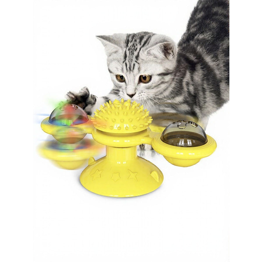 Interactive Rotating Cat Toy Set with Suction Cup Yellow Light / One Size Apparel and Accessories
