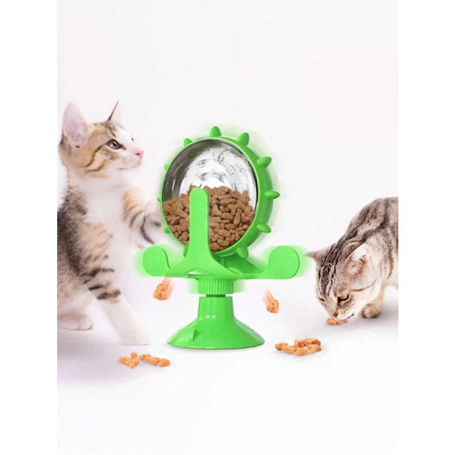 Interactive Rotating Cat Toy Set with Suction Cup Green Wheel / One Size Apparel and Accessories