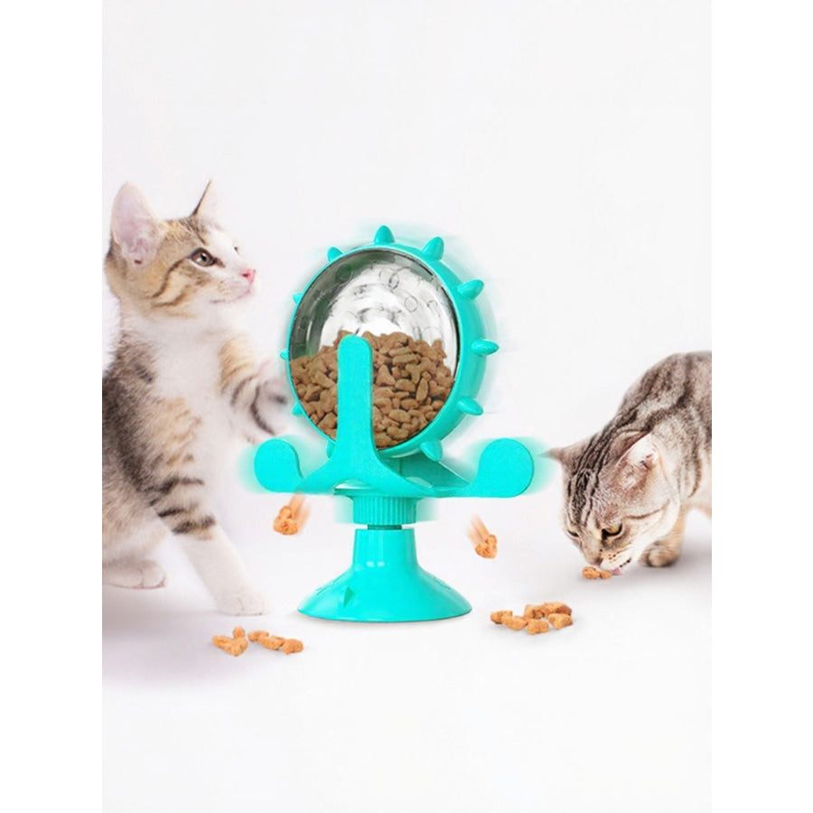 Interactive Rotating Cat Toy Set with Suction Cup Teal Wheel / One Size Apparel and Accessories