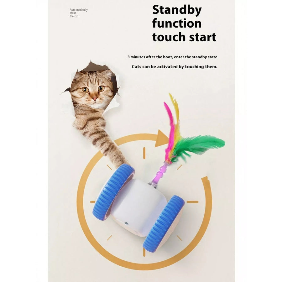 Interactive Self-Rotating Feather Pet Chase Toy Blue / ONESIZE Apparel and Accessories