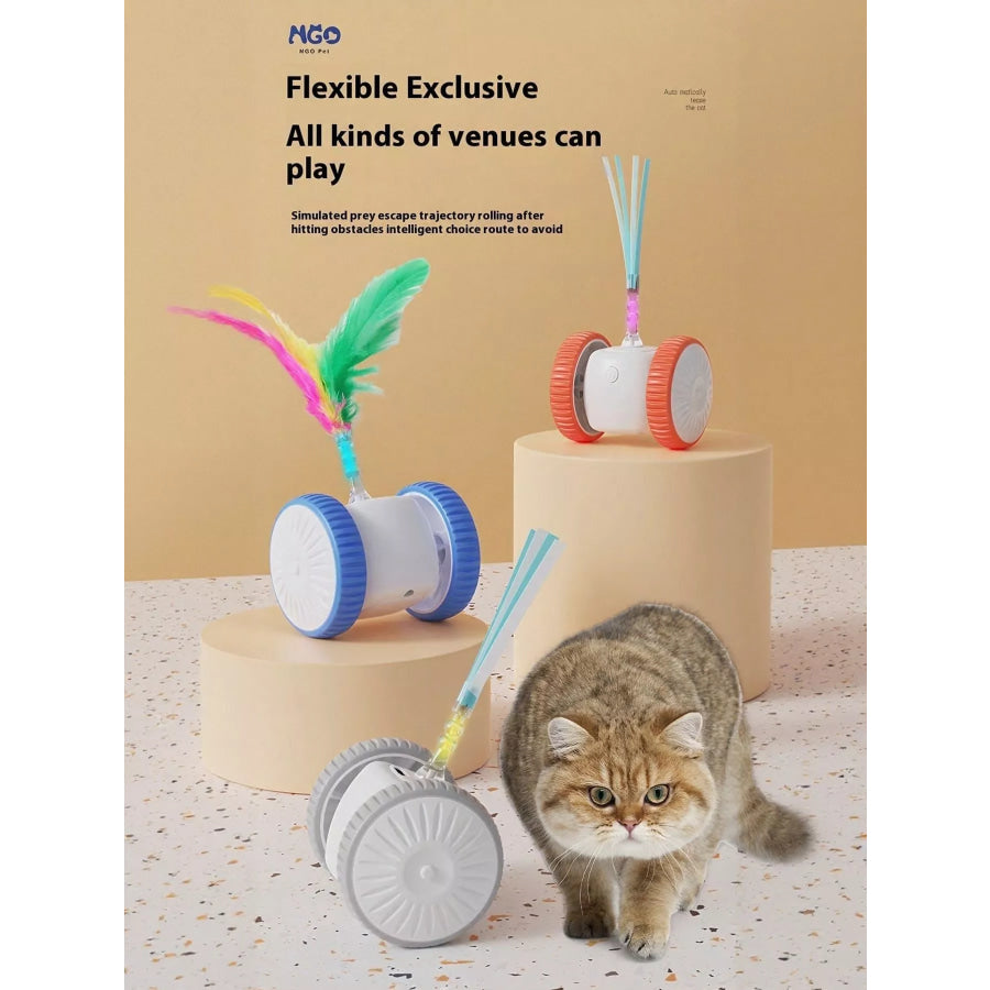 Interactive Self-Rotating Feather Pet Chase Toy Blue / ONESIZE Apparel and Accessories