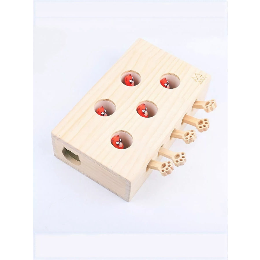 Interactive Wooden Cat Puzzle Toy with Mice 5 Hole Doll / ONESIZE Apparel and Accessories