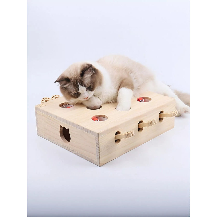 Interactive Wooden Cat Puzzle Toy with Mice 8 Hole Doll / ONESIZE Apparel and Accessories