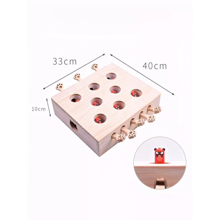 Interactive Wooden Cat Puzzle Toy with Mice Apparel and Accessories