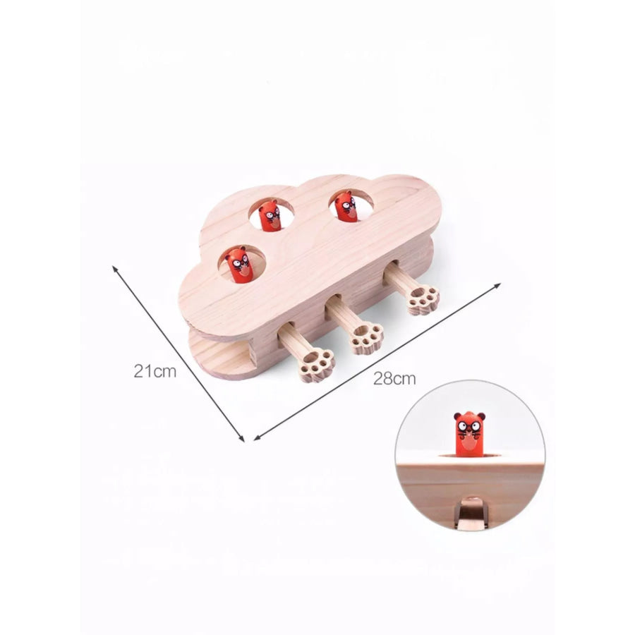 Interactive Wooden Cat Puzzle Toy with Mice Cloud Doll / ONESIZE Apparel and Accessories