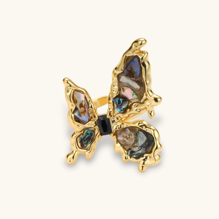 Iridescent Shell Statement Ring by Sandee Rain Boutique Rings