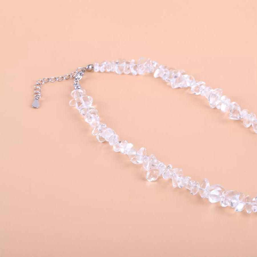 Irregular Crystal Chip Heart Pendant Necklace Silver / onesize Apparel and Accessories