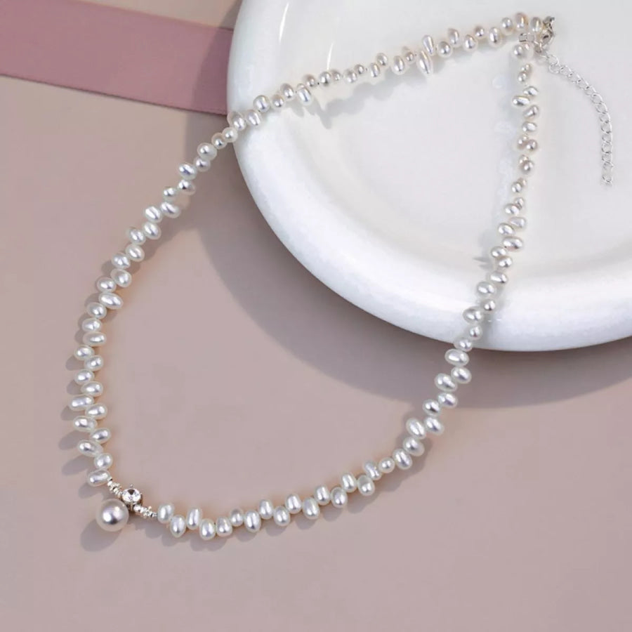 Irregular Freshwater Pearl Pendant Necklace White / One Size Apparel and Accessories