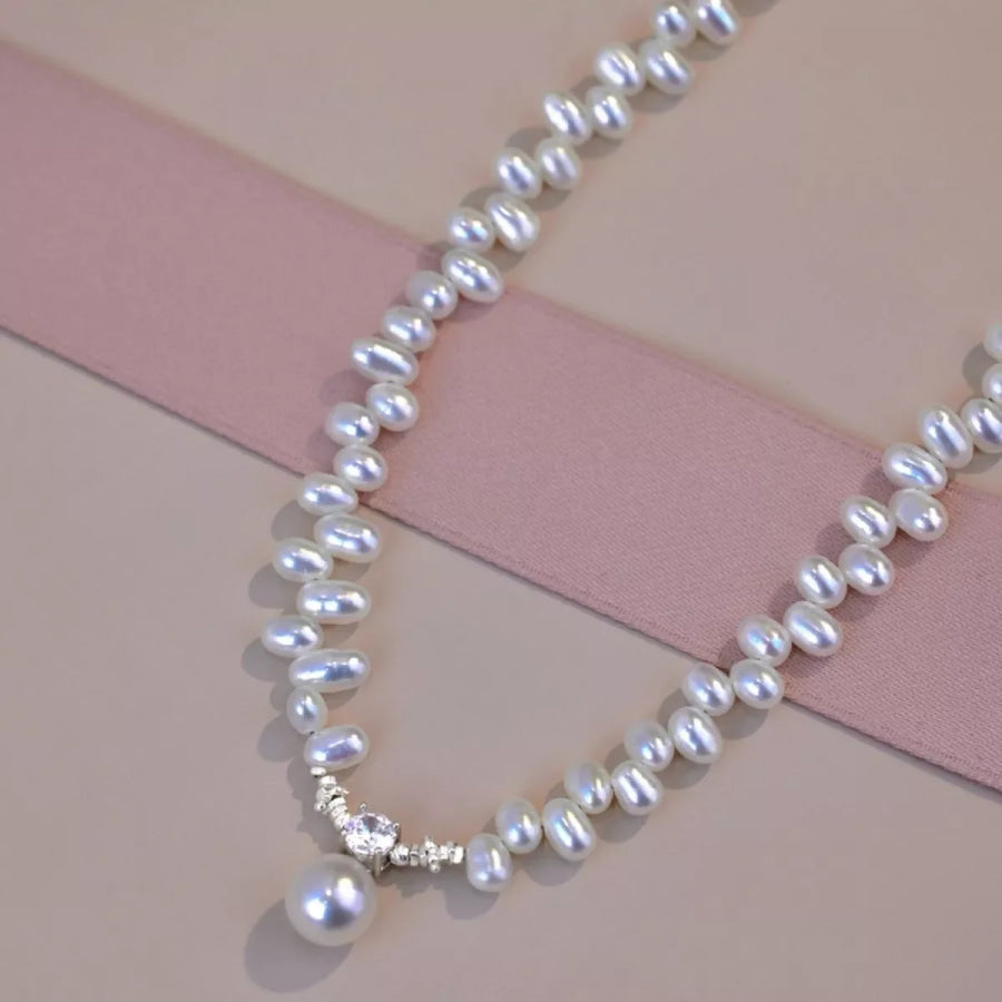 Irregular Freshwater Pearl Pendant Necklace White / One Size Apparel and Accessories