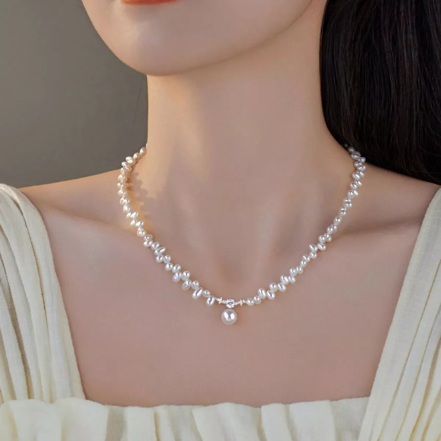 Irregular Freshwater Pearl Pendant Necklace White / One Size Apparel and Accessories