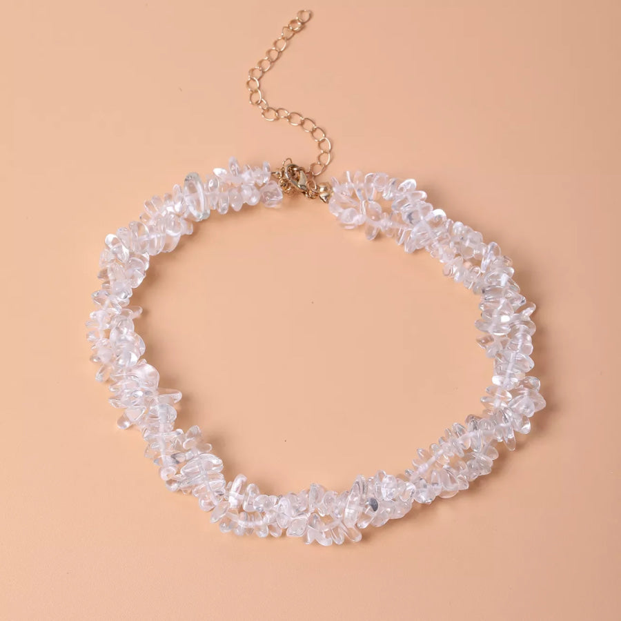 Irregular Glass Choker Necklace White / onesize Apparel and Accessories