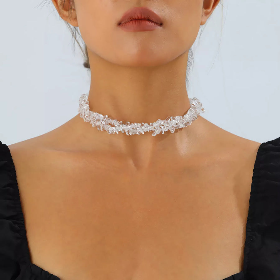 Irregular Glass Choker Necklace White / onesize Apparel and Accessories