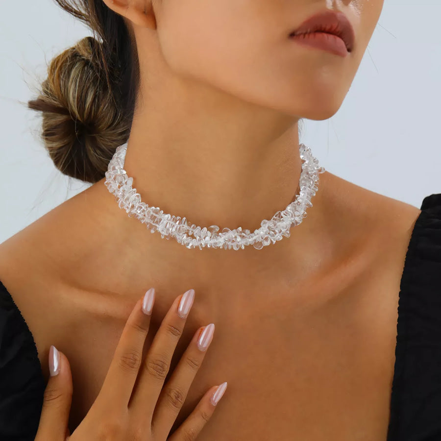 Irregular Glass Choker Necklace White / onesize Apparel and Accessories