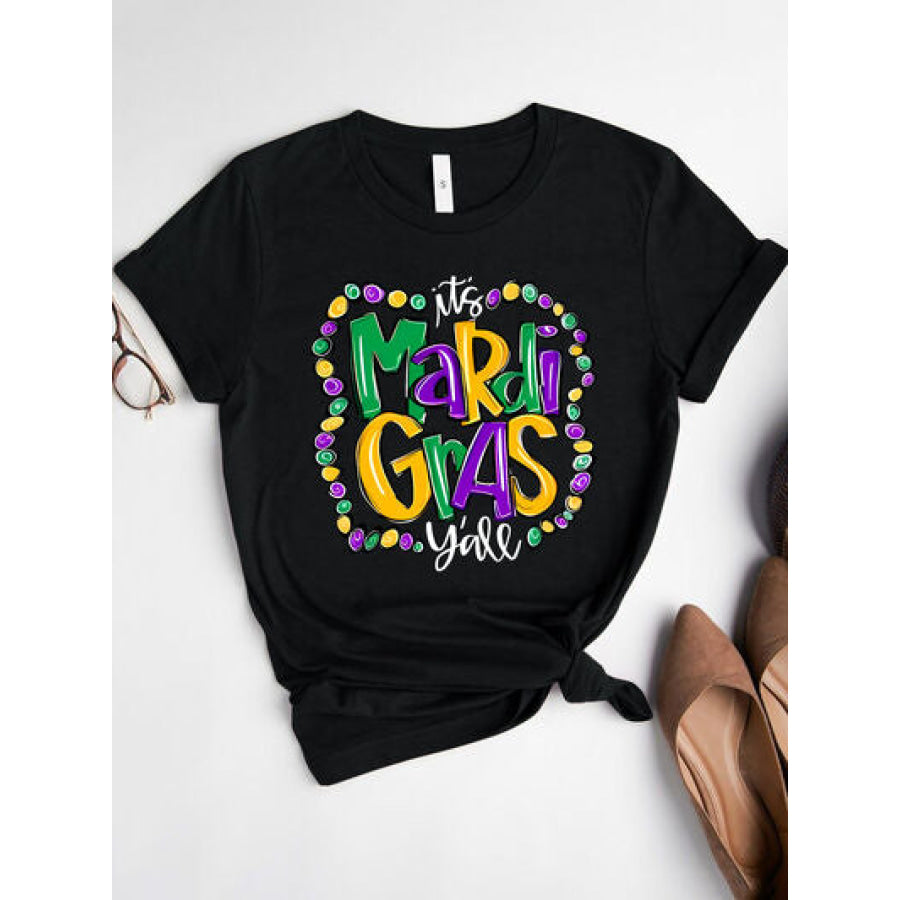 IT’S MARDI GRAS Y’ALL Round Neck T - Shirt Black / S Apparel and Accessories