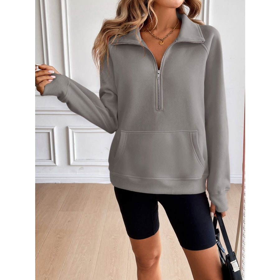 Ivy Lane Half Zip Raglan Sleeve Sweatshirt Apparel and Accessories