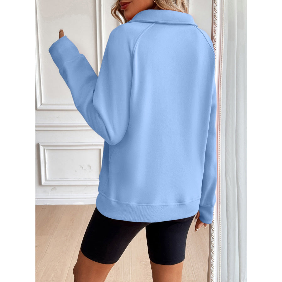 Ivy Lane Half Zip Raglan Sleeve Sweatshirt Apparel and Accessories