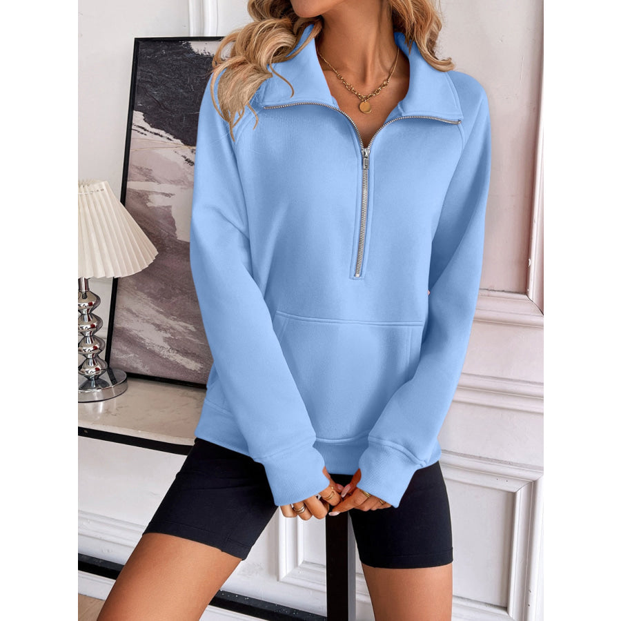 Ivy Lane Half Zip Raglan Sleeve Sweatshirt Apparel and Accessories