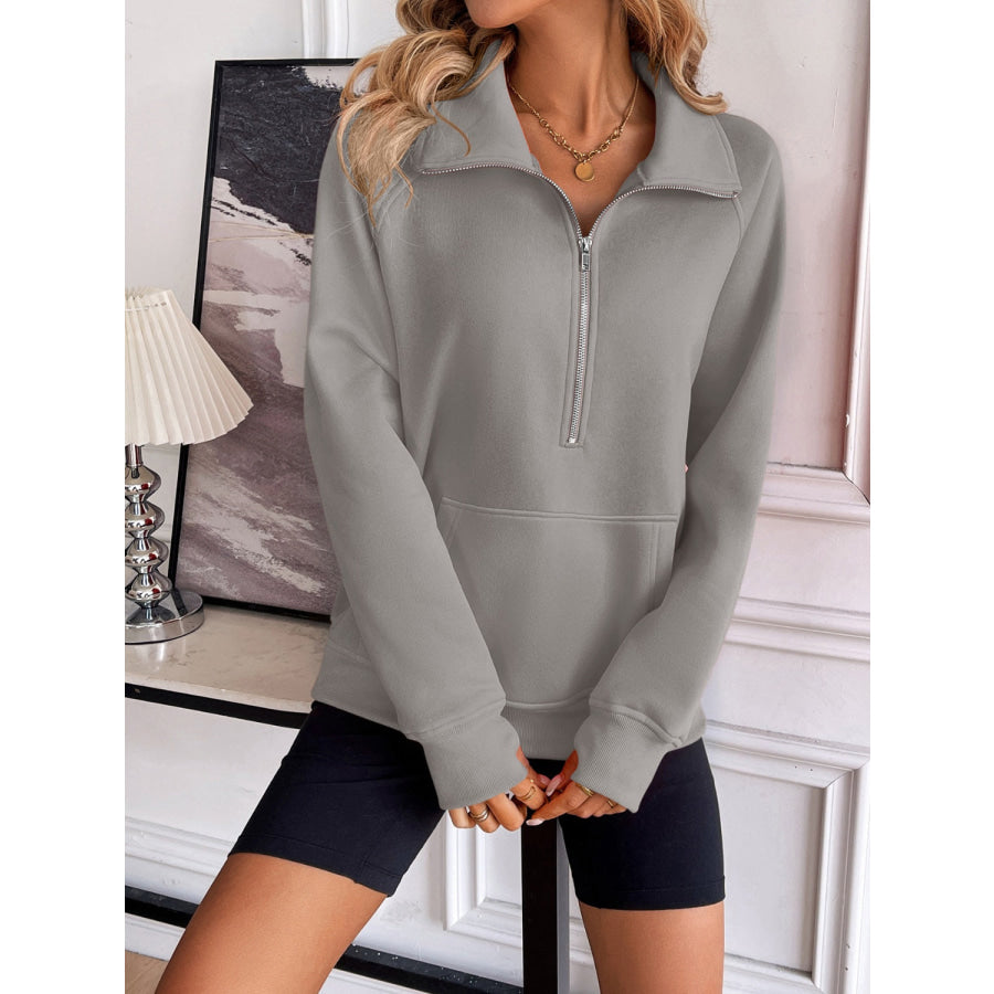 Ivy Lane Half Zip Raglan Sleeve Sweatshirt Apparel and Accessories