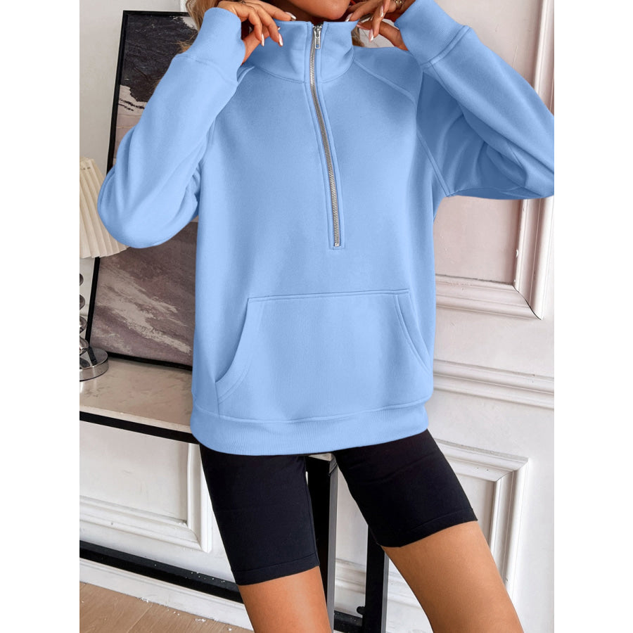 Ivy Lane Half Zip Raglan Sleeve Sweatshirt Apparel and Accessories