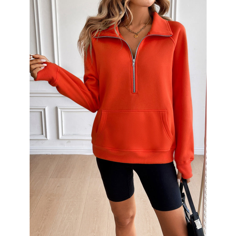 Ivy Lane Half Zip Raglan Sleeve Sweatshirt Apparel and Accessories