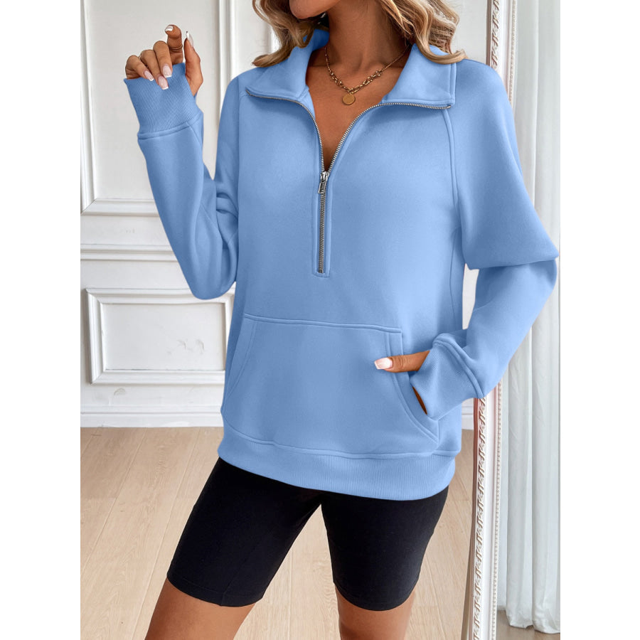 Ivy Lane Half Zip Raglan Sleeve Sweatshirt Apparel and Accessories