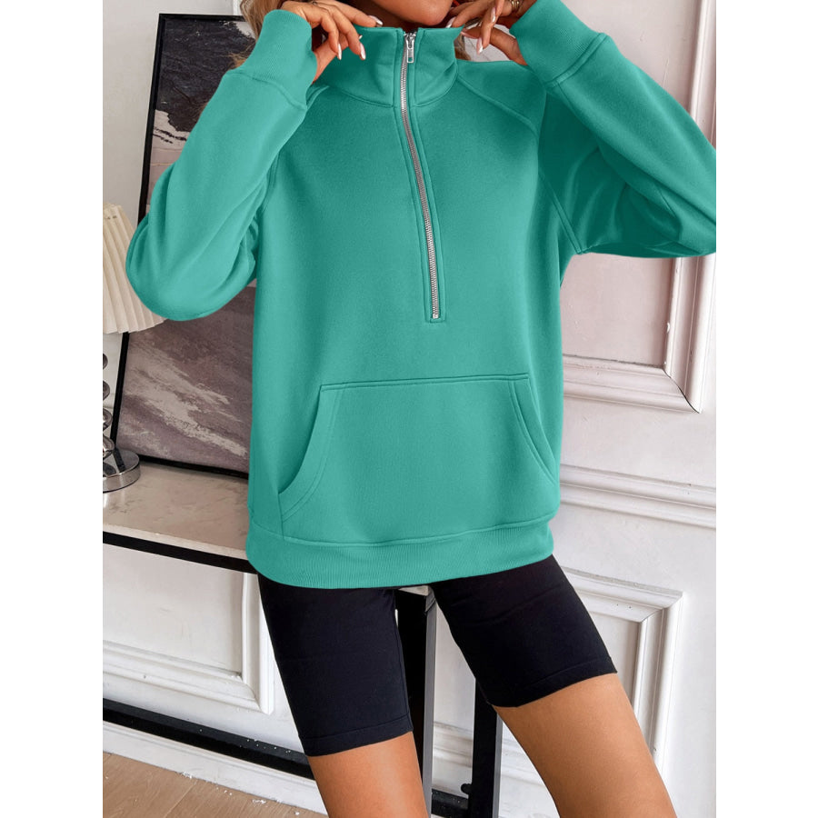 Ivy Lane Half Zip Raglan Sleeve Sweatshirt Apparel and Accessories