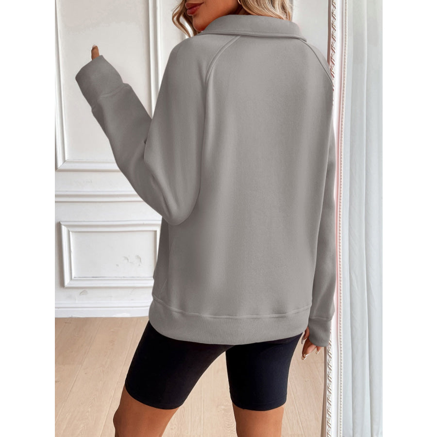 Ivy Lane Half Zip Raglan Sleeve Sweatshirt Apparel and Accessories