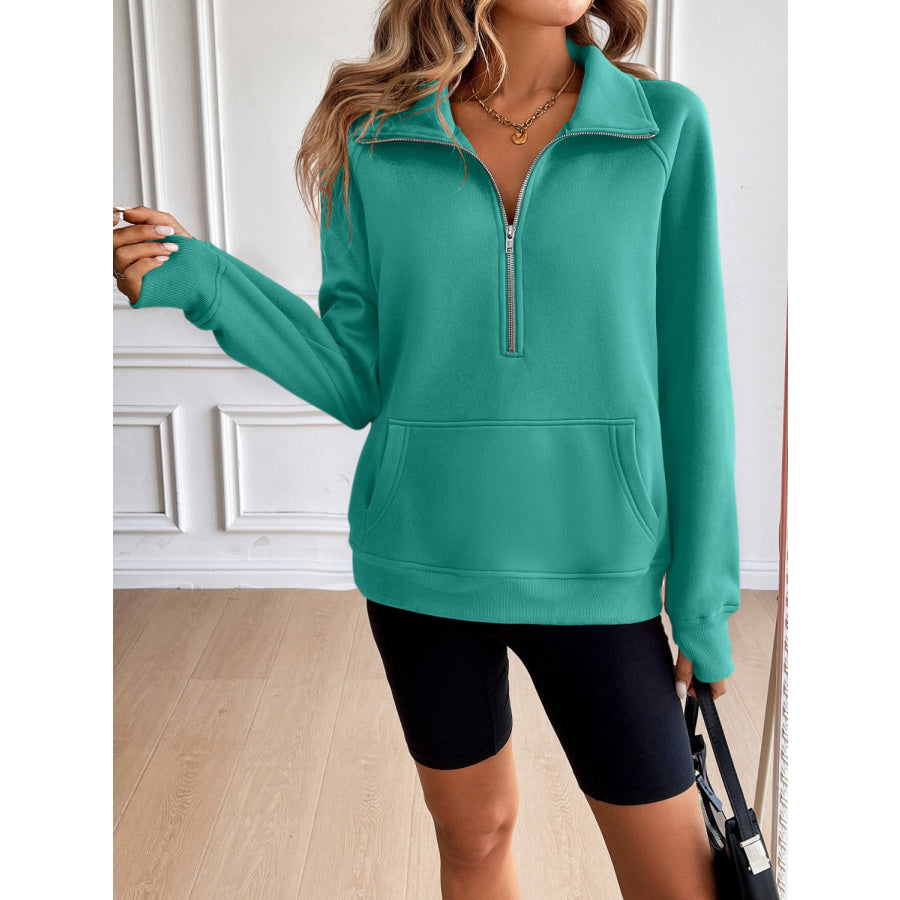 Ivy Lane Half Zip Raglan Sleeve Sweatshirt Apparel and Accessories