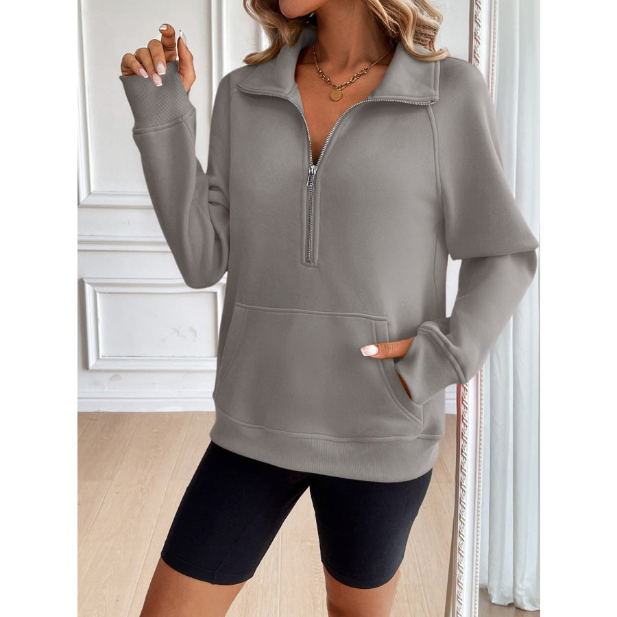 Ivy Lane Half Zip Raglan Sleeve Sweatshirt Apparel and Accessories