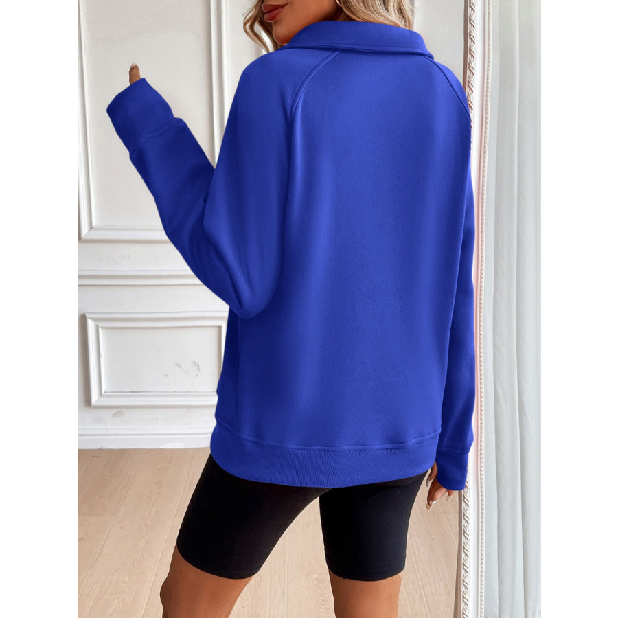 Ivy Lane Half Zip Raglan Sleeve Sweatshirt Apparel and Accessories