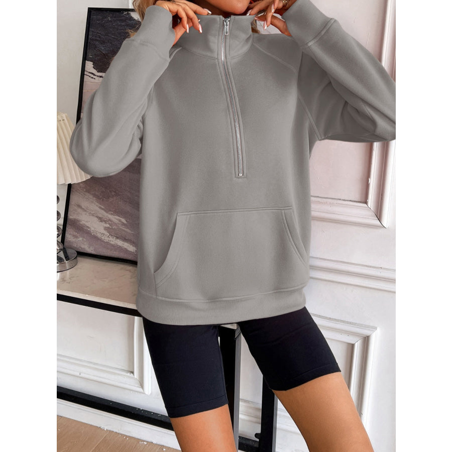 Ivy Lane Half Zip Raglan Sleeve Sweatshirt Apparel and Accessories