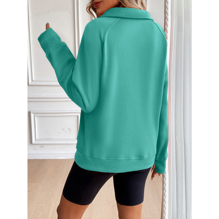 Ivy Lane Half Zip Raglan Sleeve Sweatshirt Apparel and Accessories