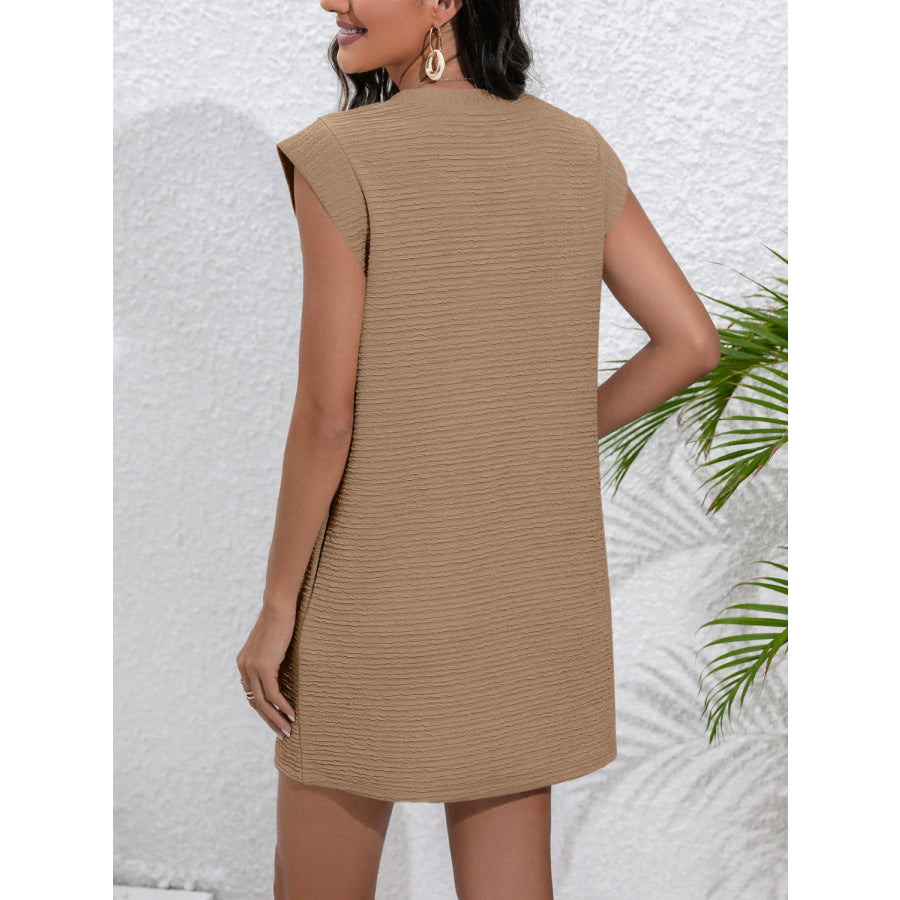 Ivy Lane Round Neck Cap Sleeve Mini Dress Apparel and Accessories